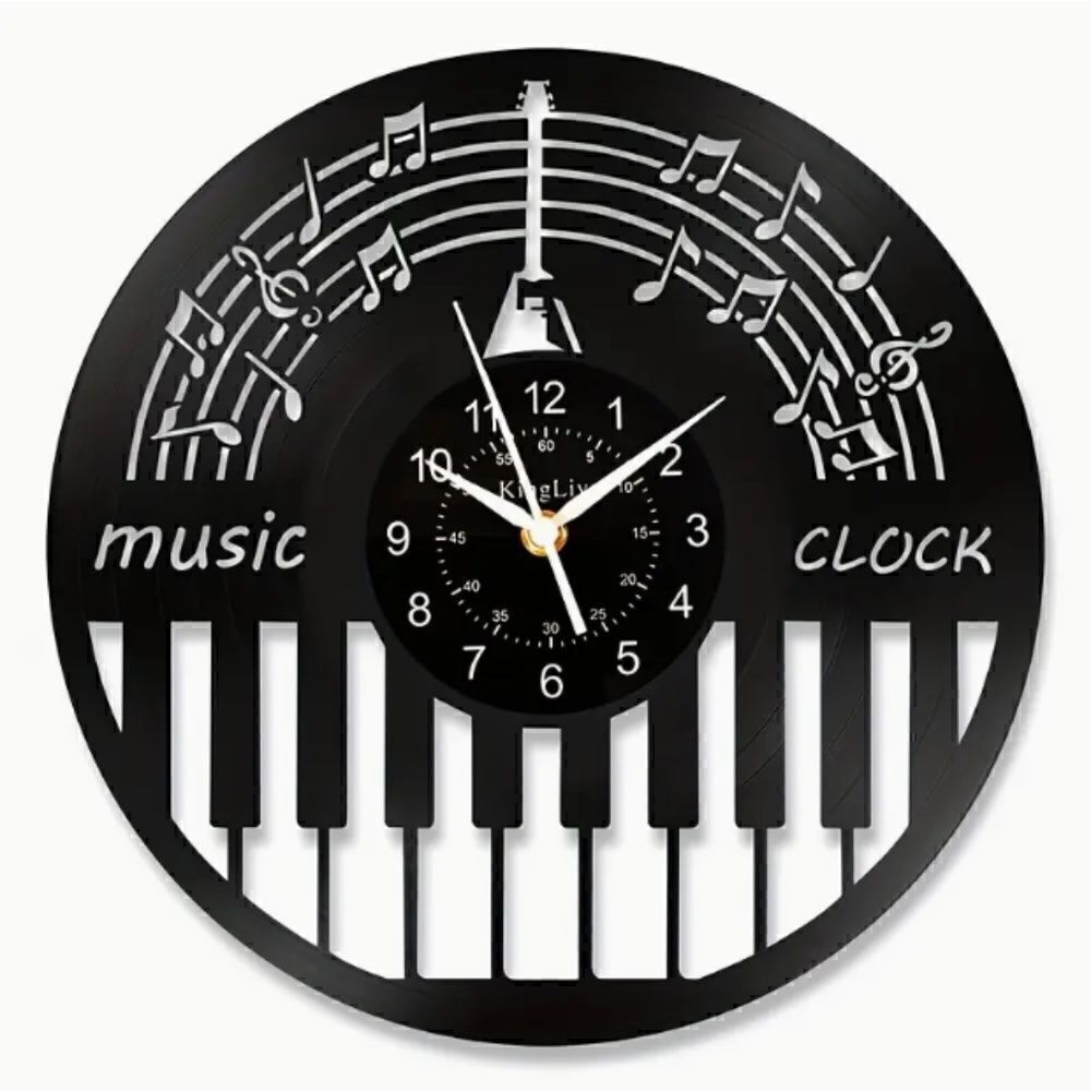 Y2K Retro Laser Cut Vinyl Record Album Wall Clock Eclectic Jazz Music Piano